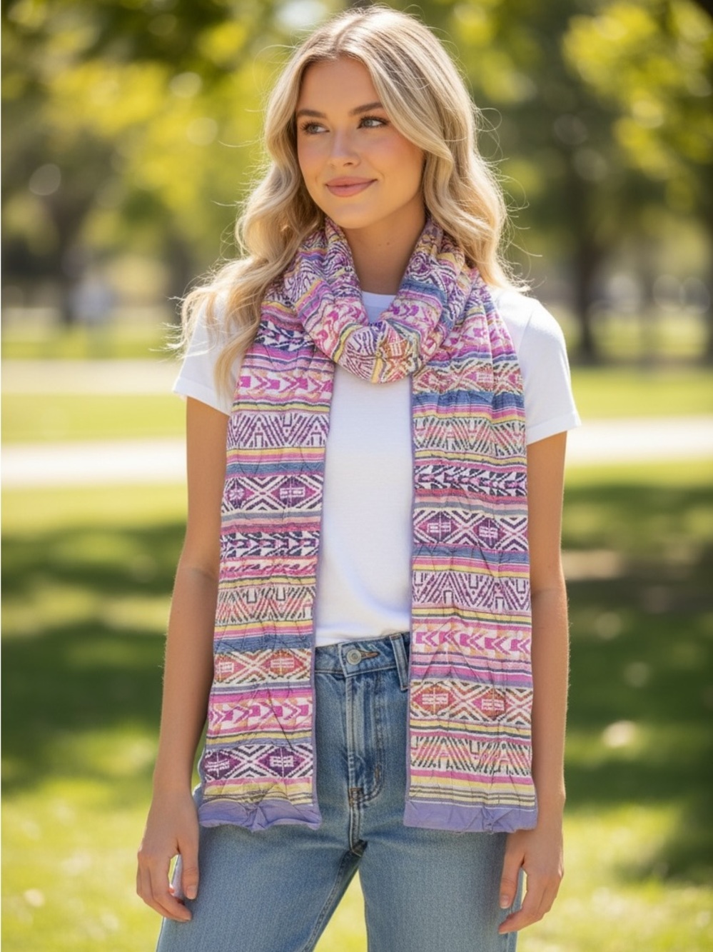 Tribal silk long scarf